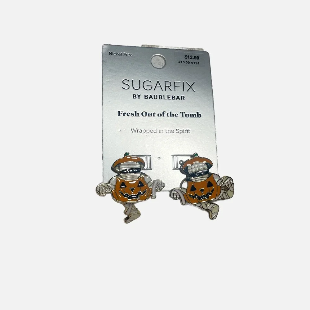 Sugarfix by Baublebar Halloween Mummy Pumpkin Earrings Fresh Out of the Tomb NEW